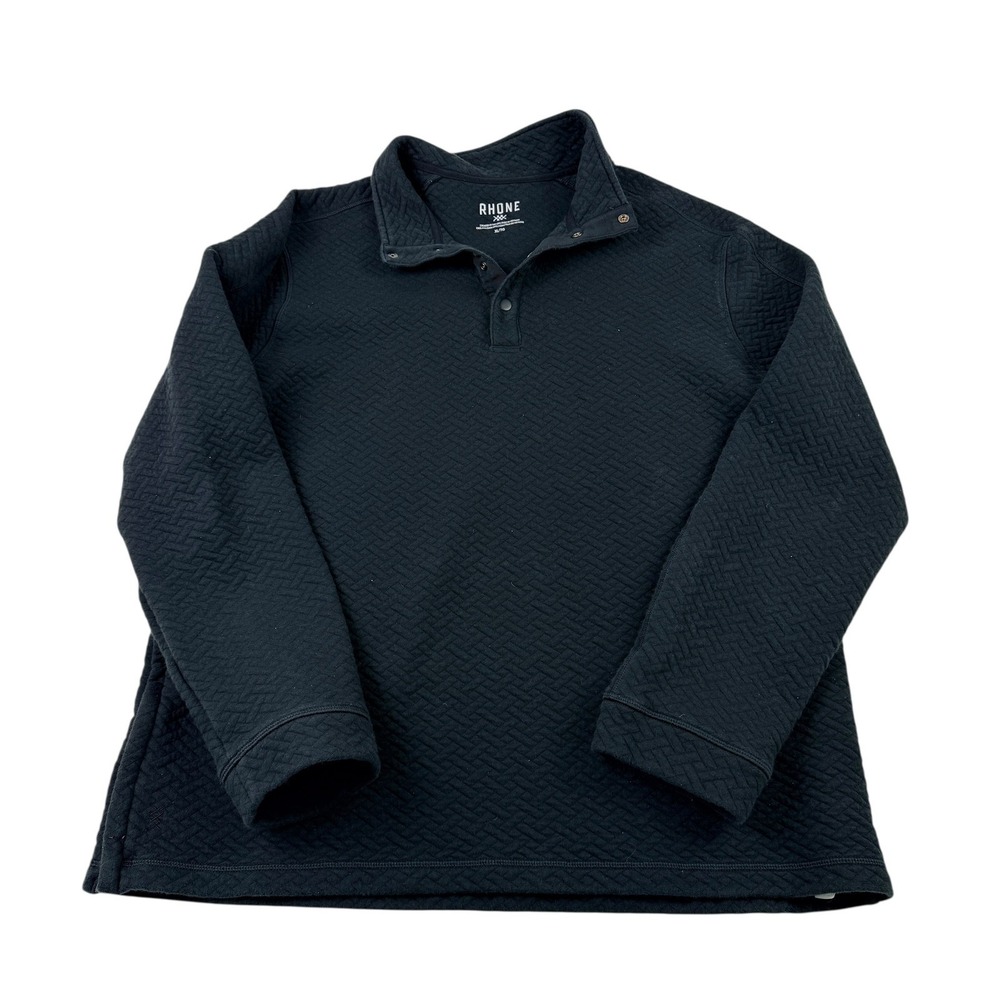RHONE Mens Quilted 1/4 Snap Neck Pullover Sweatshirt Black Size XL - Picture 2 of 10